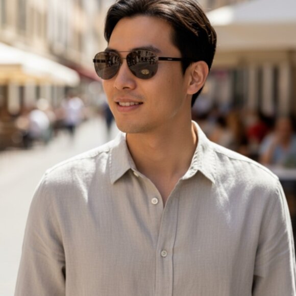 Fossil Aviator Sunglasses Brown Frame Brown Lens UV 63-14-128 FM117 Unisex - Picture 5 of 9